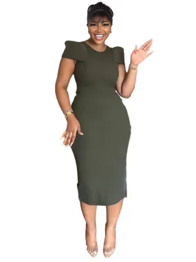 Elegant Women's Midi Dress – Sleeveless Bodycon Split Dress for Summer, Casual Office Lady Vintage Long Dress