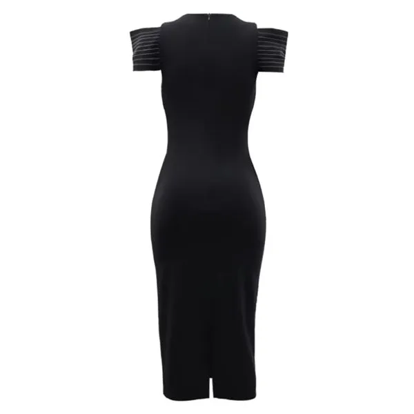 Elegant Women's Midi Dress – Sleeveless Bodycon Split Dress for Summer, Casual Office Lady Vintage Long Dress