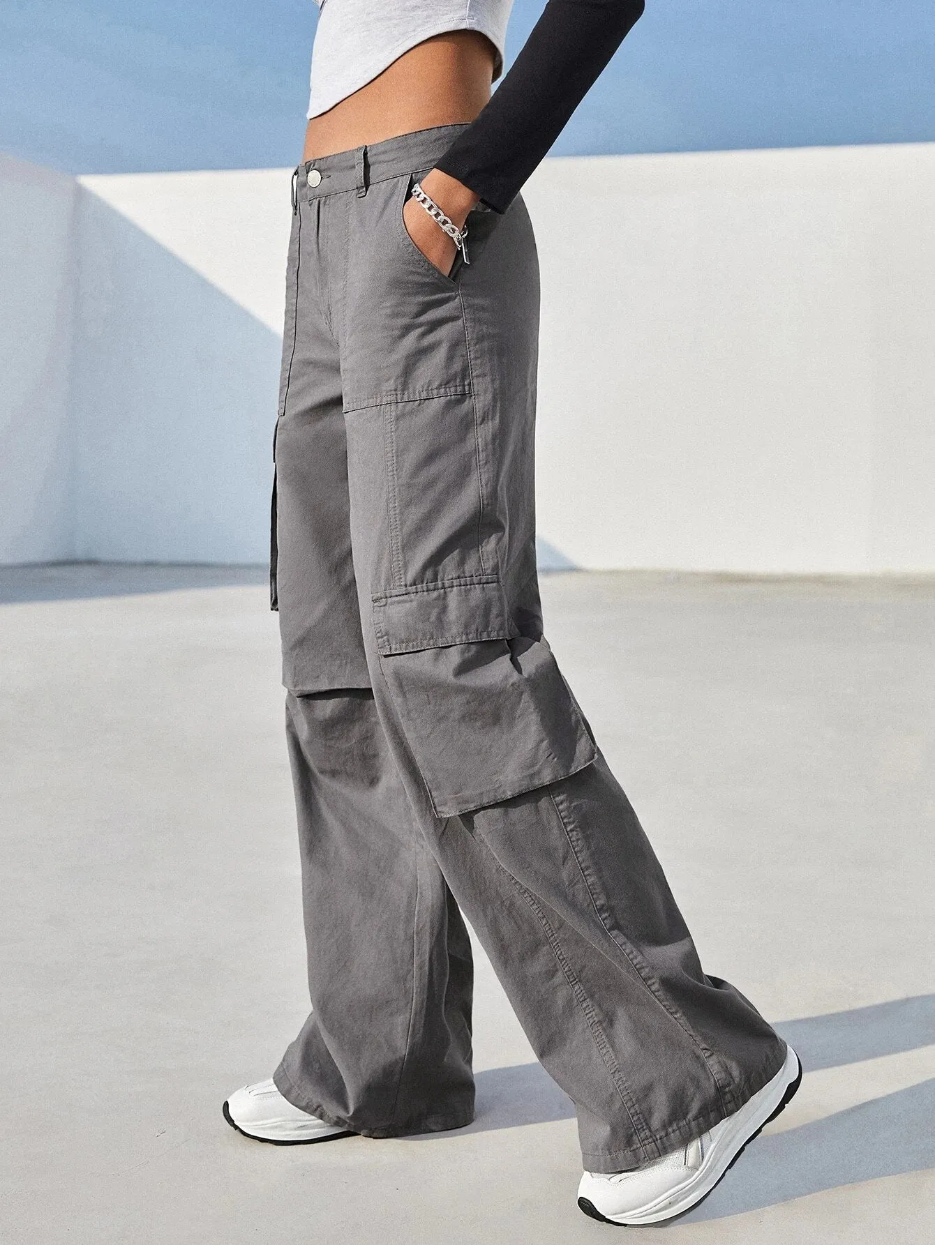 Flap Pocket Cotton Cargo Pants