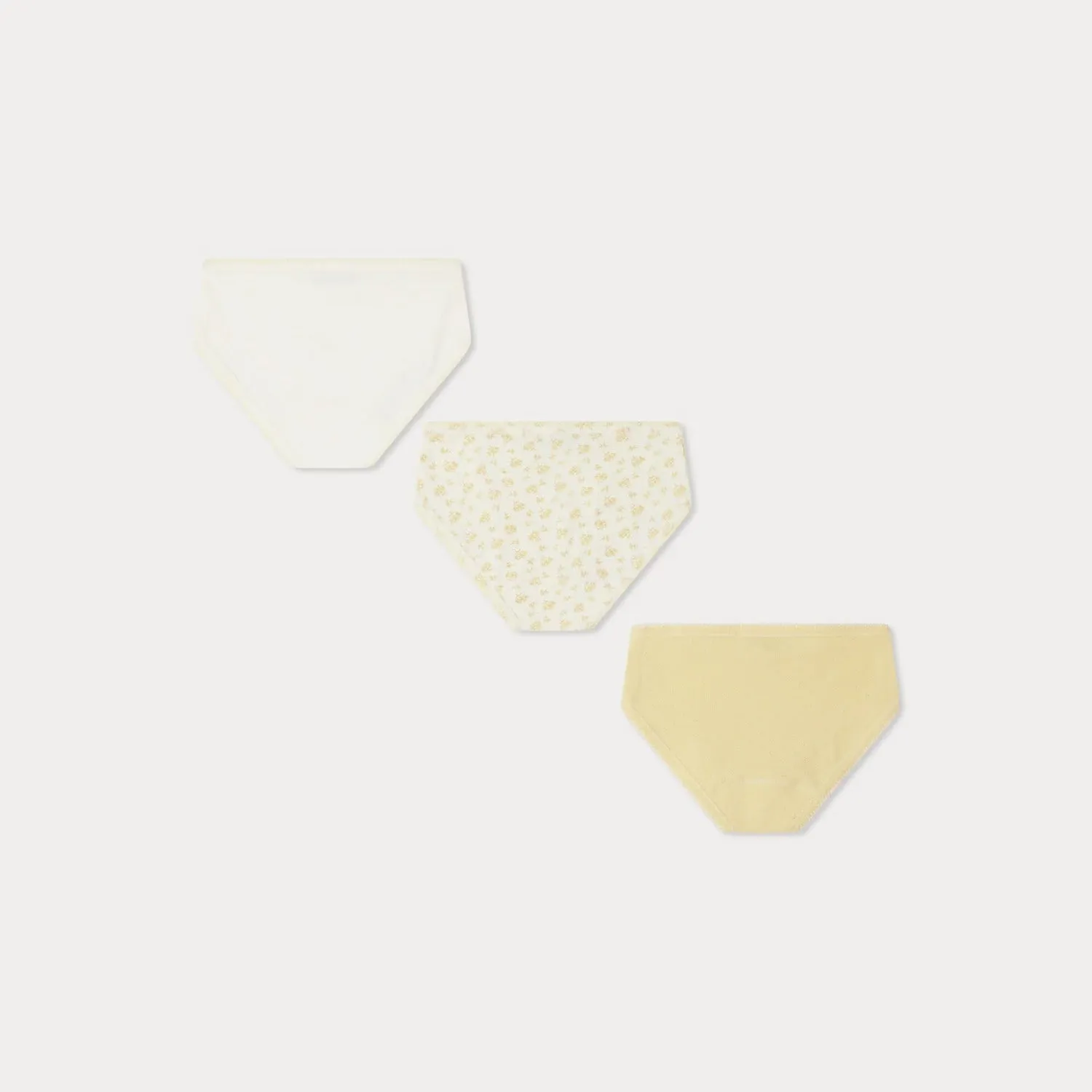 Girls Light Yellow Printed Logo Cotton Underwear Set（3 Pack）