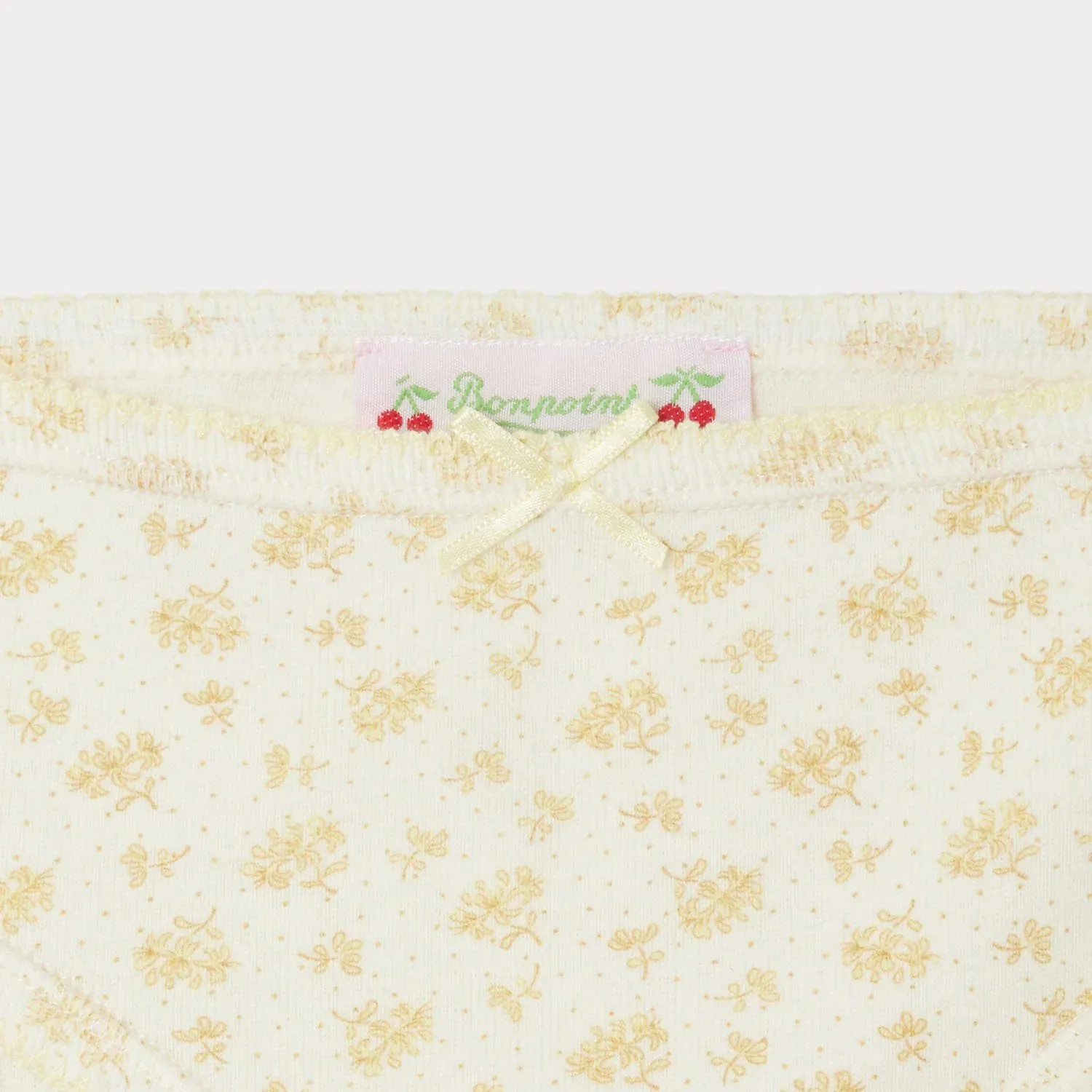 Girls Light Yellow Printed Logo Cotton Underwear Set（3 Pack）