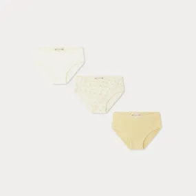 Girls Light Yellow Printed Logo Cotton Underwear Set（3 Pack）