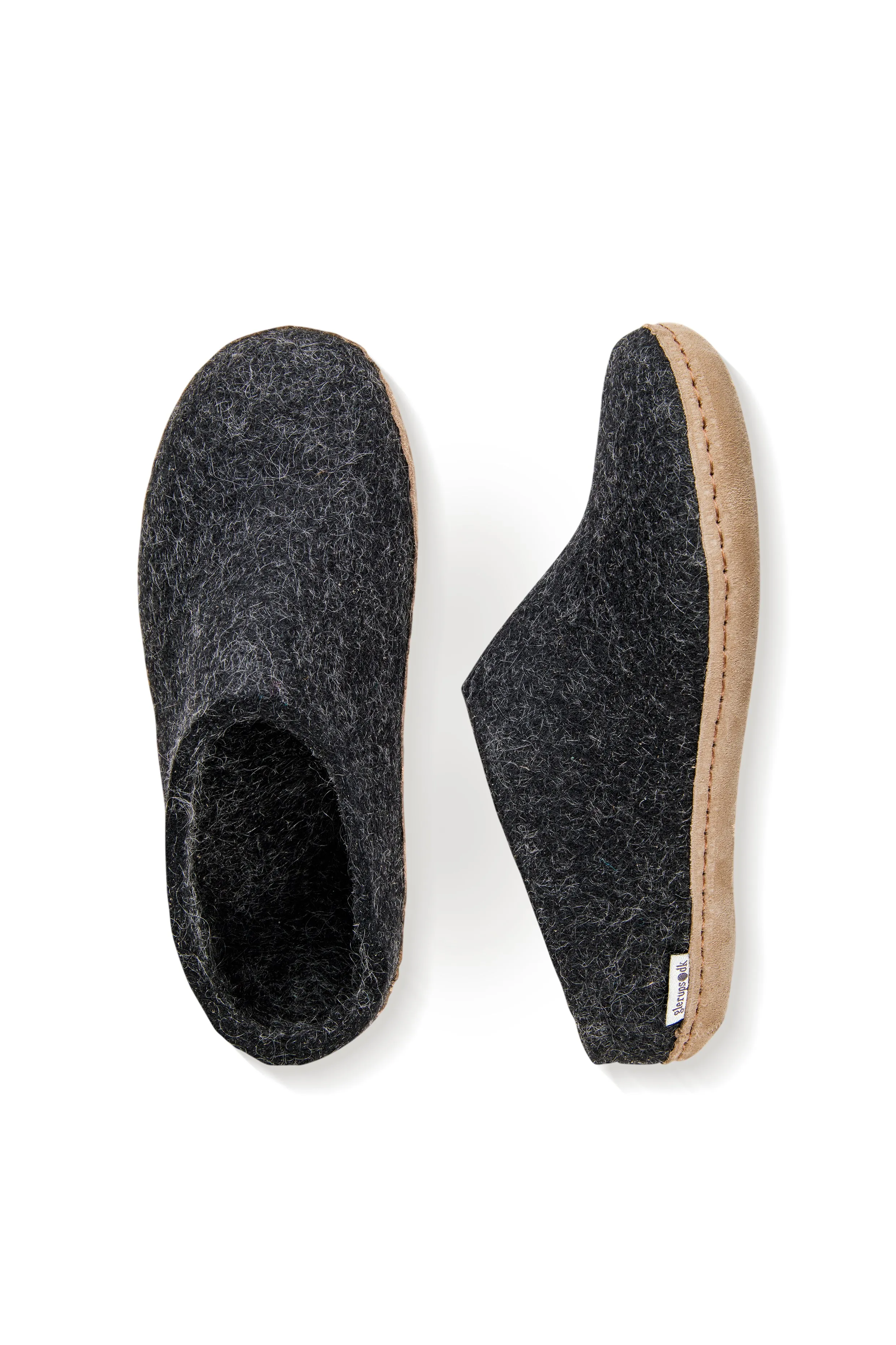 Glerups Slip On Leather Sole Black Charcoal