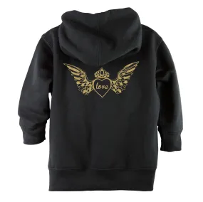 Glitter Gold Love Angel Wings Front Zipper Baby Hoodie
