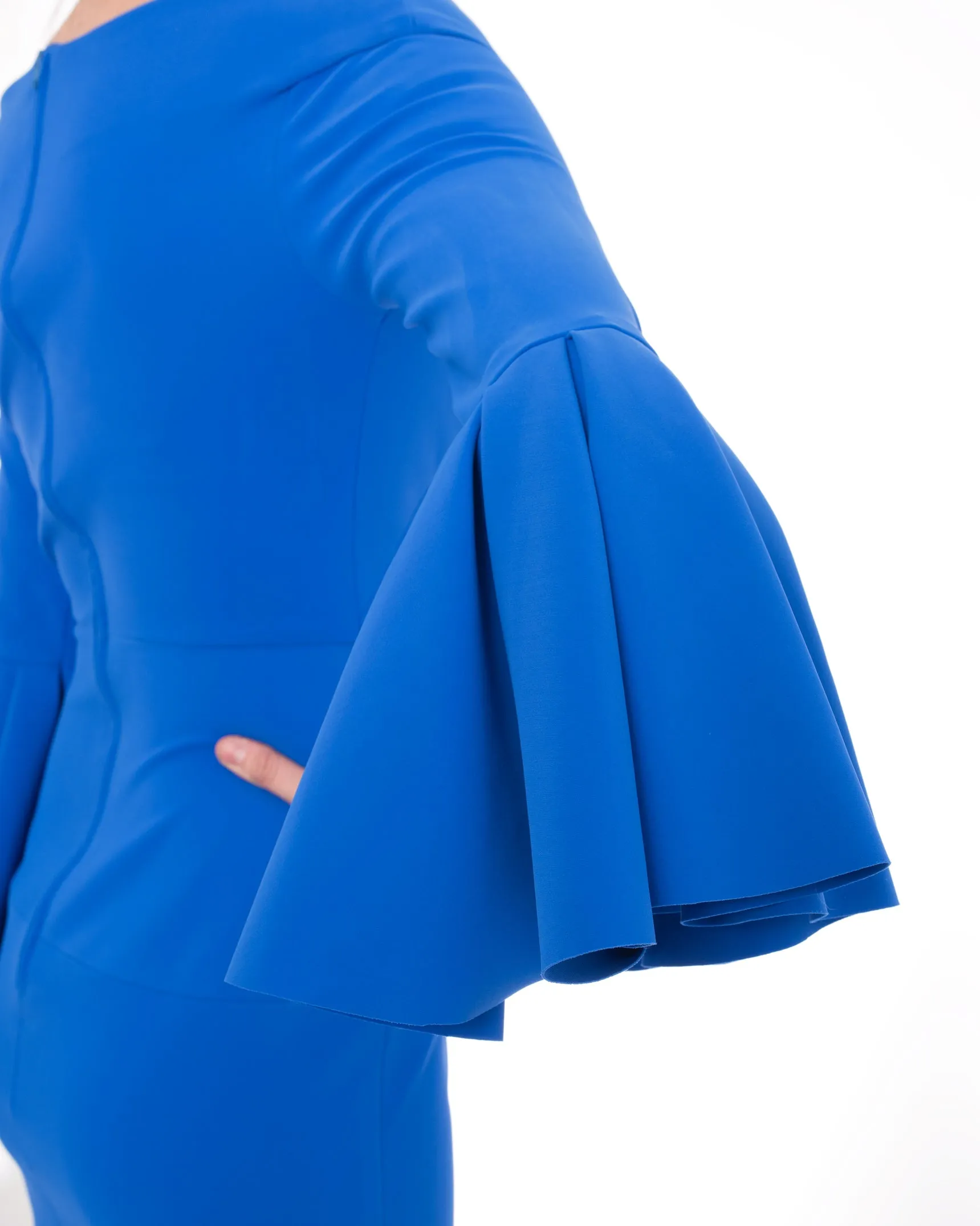 Greta Constantine Cobalt Blue Lellan Bell Sleeve Cocktail Dress - 4