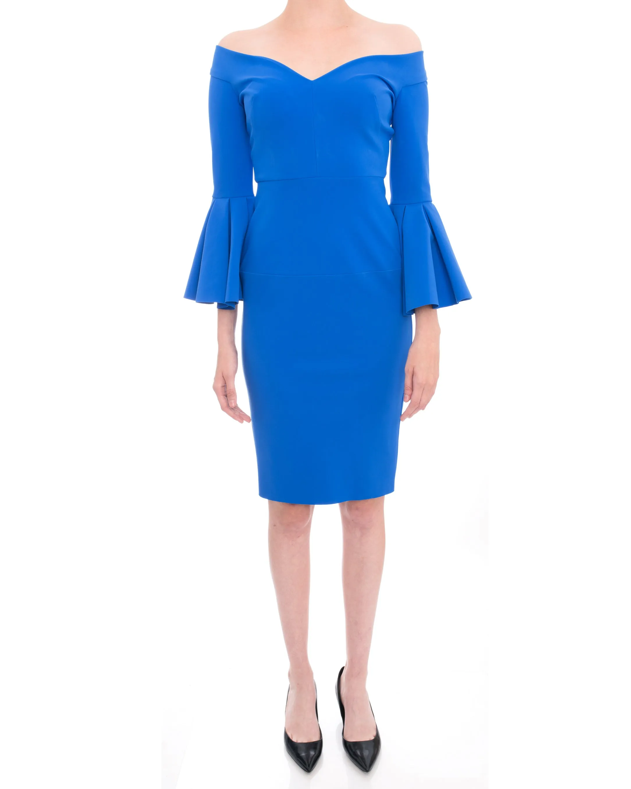 Greta Constantine Cobalt Blue Lellan Bell Sleeve Cocktail Dress - 4