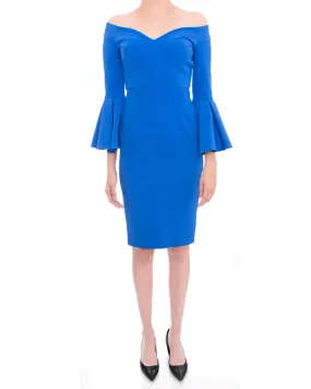 Greta Constantine Cobalt Blue Lellan Bell Sleeve Cocktail Dress - 4