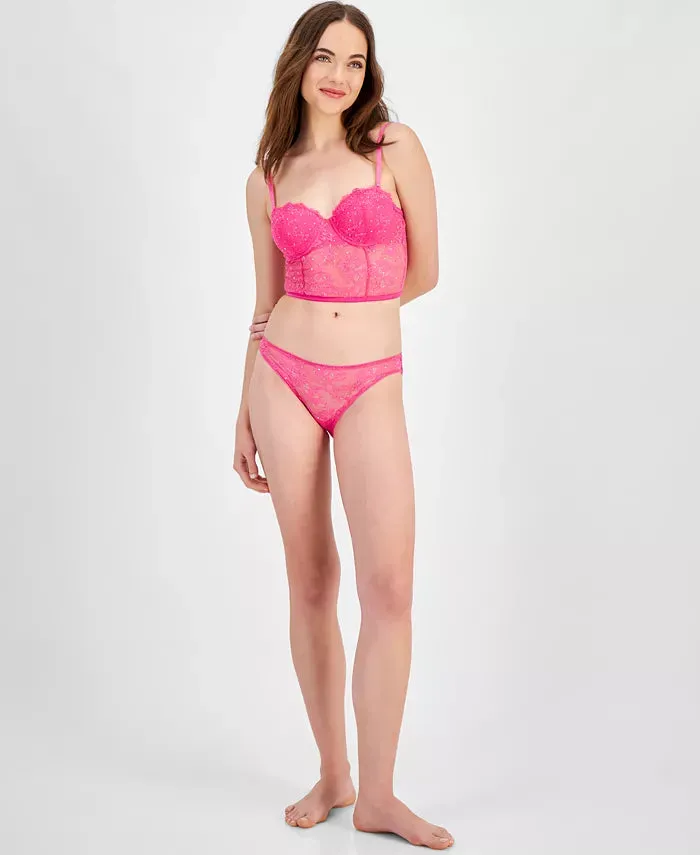 INC International Concepts Women's Embellished Lace Bikini Underwear  Divine Berry Size L