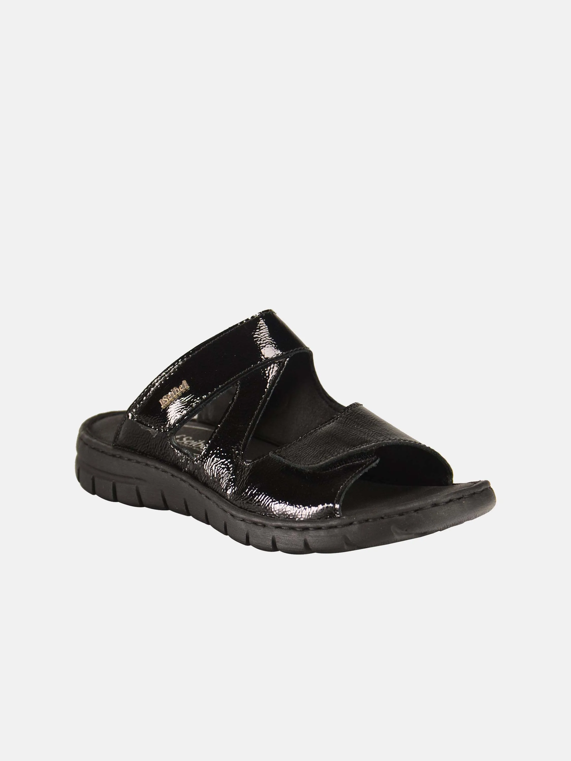 Josef Seibel Women's Slider Patent Black Sandals