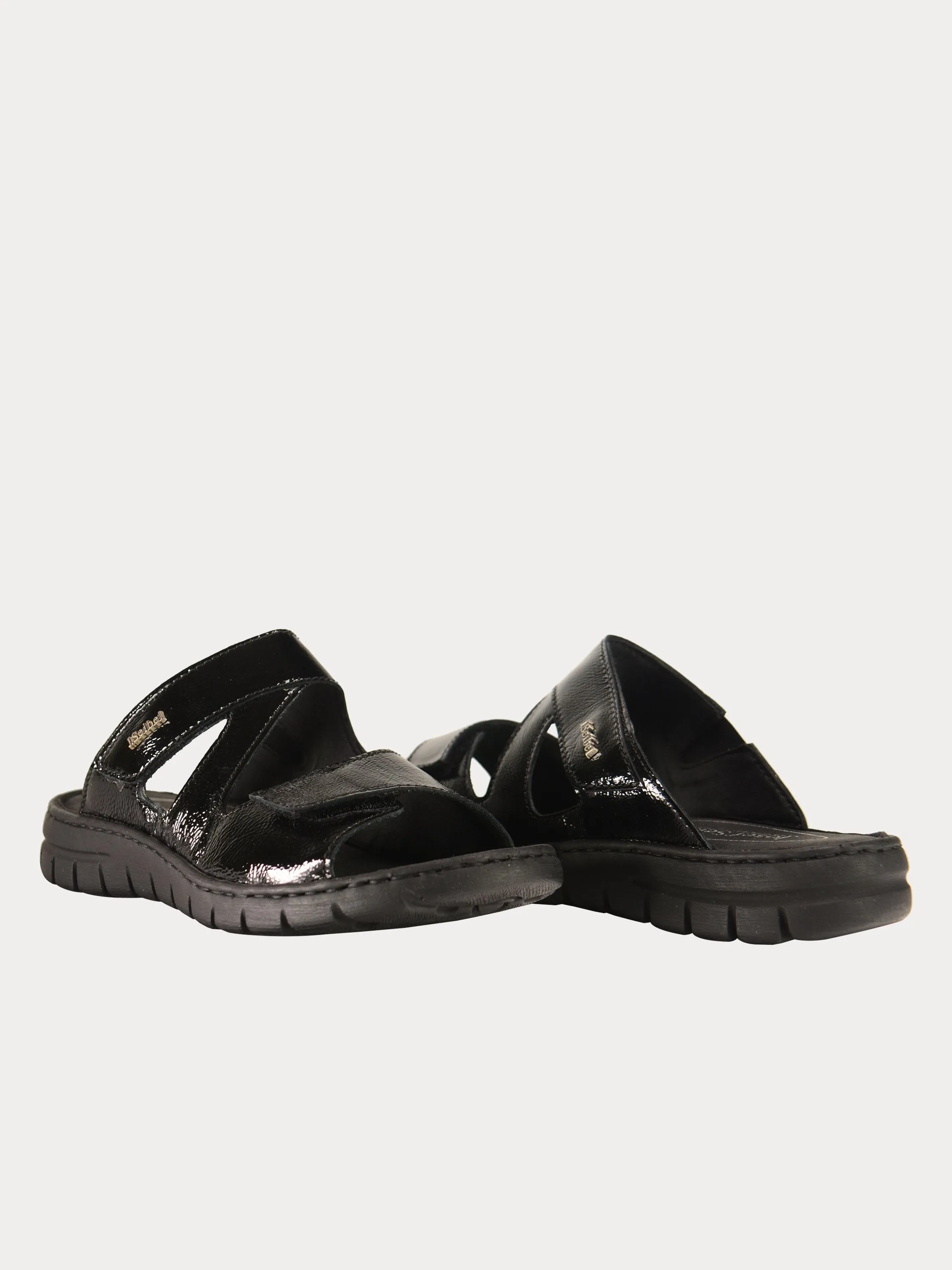 Josef Seibel Women's Slider Patent Black Sandals