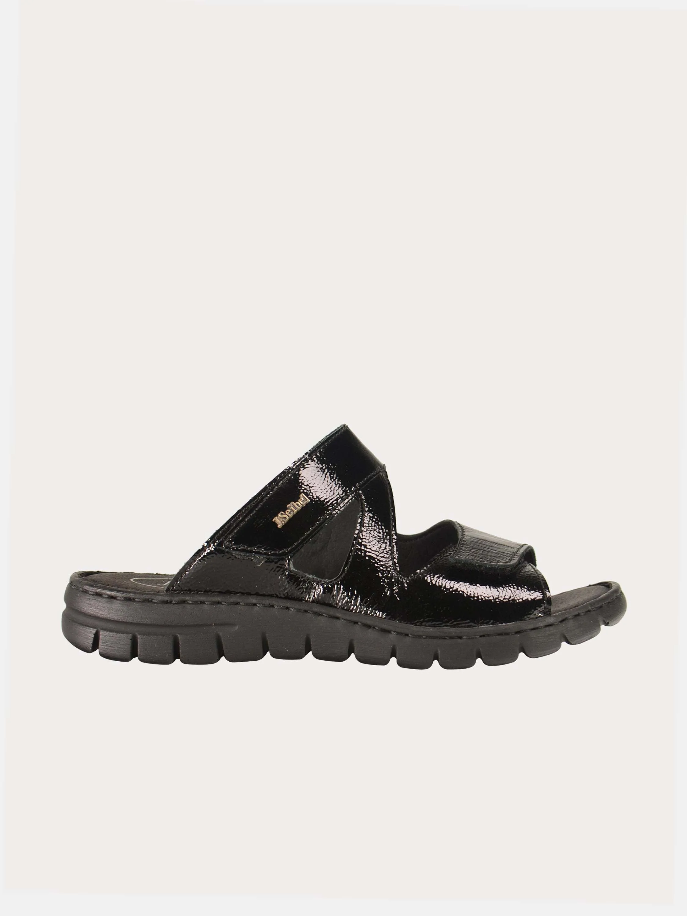 Josef Seibel Women's Slider Patent Black Sandals