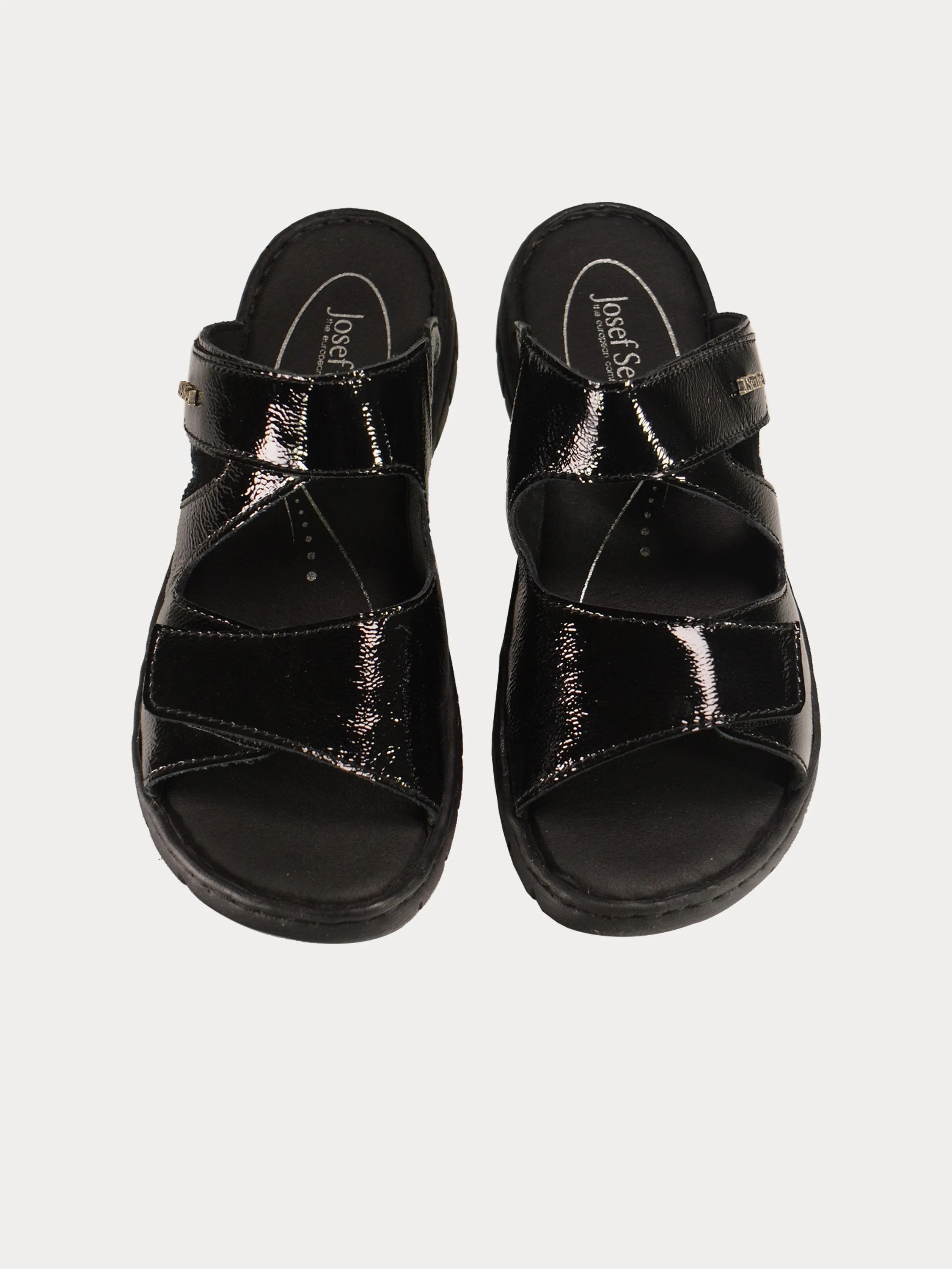 Josef Seibel Women's Slider Patent Black Sandals