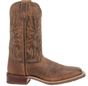 JUSTIN MEN'S DUSKY BROWN CANTER COWHIDE LEATHER WESTERN BOOTS - BROAD SQUARE TOE