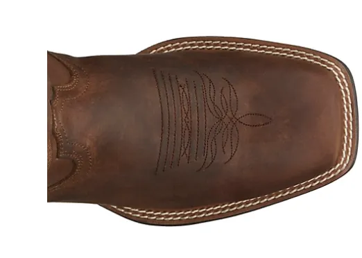 JUSTIN MEN'S DUSKY BROWN CANTER COWHIDE LEATHER WESTERN BOOTS - BROAD SQUARE TOE