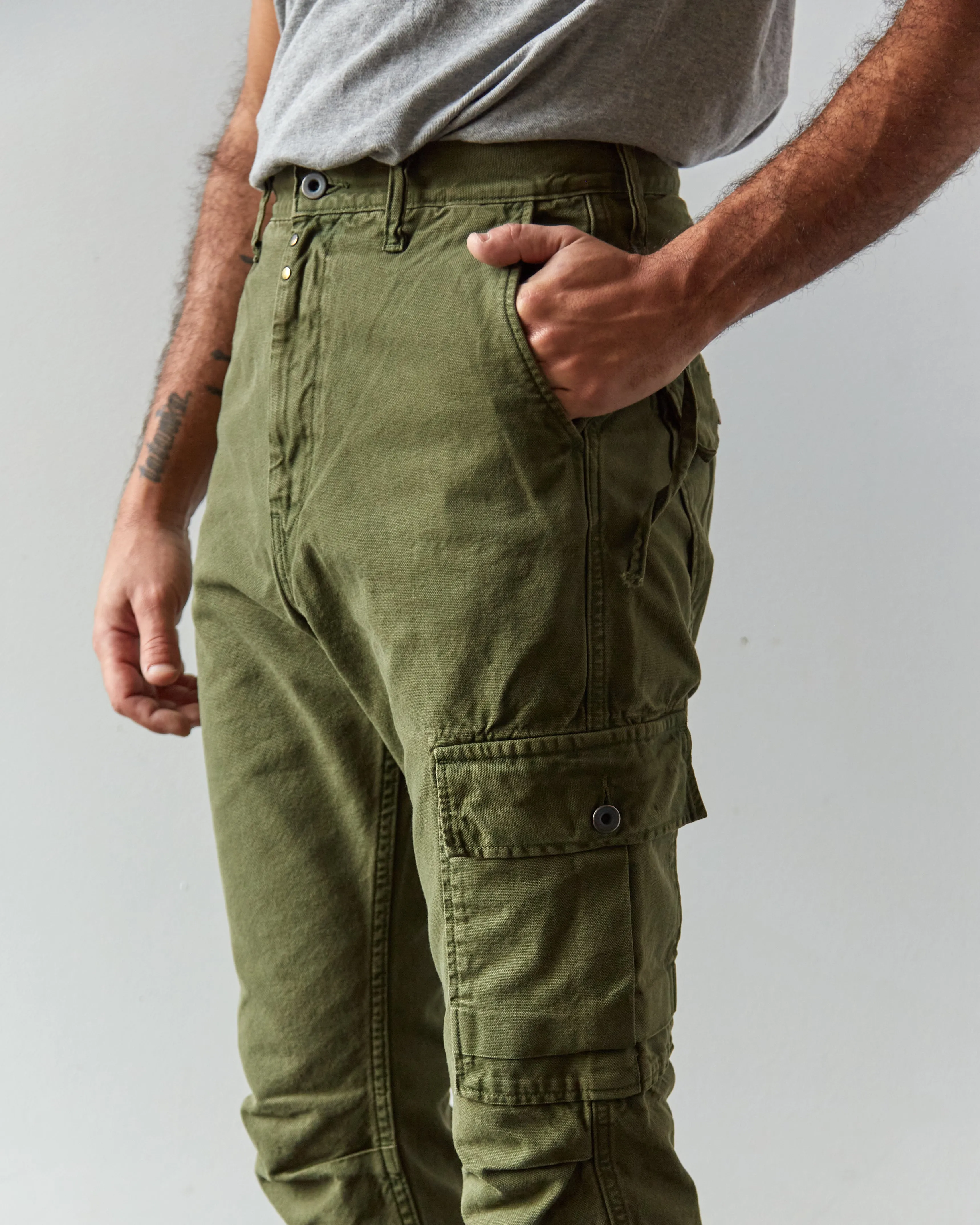 Kapital Light Canvas Ringoman Cargo Pants, Khaki