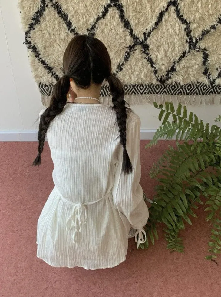 Lace Waist Bandage Long-sleeved Shirt Skirt Angel Suit
