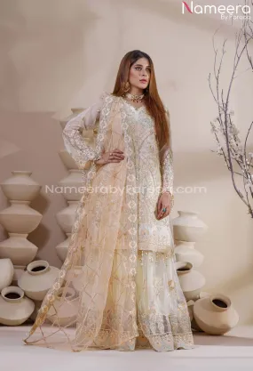 Latest Shirt with Lehenga in White Shade 2021 #PF218