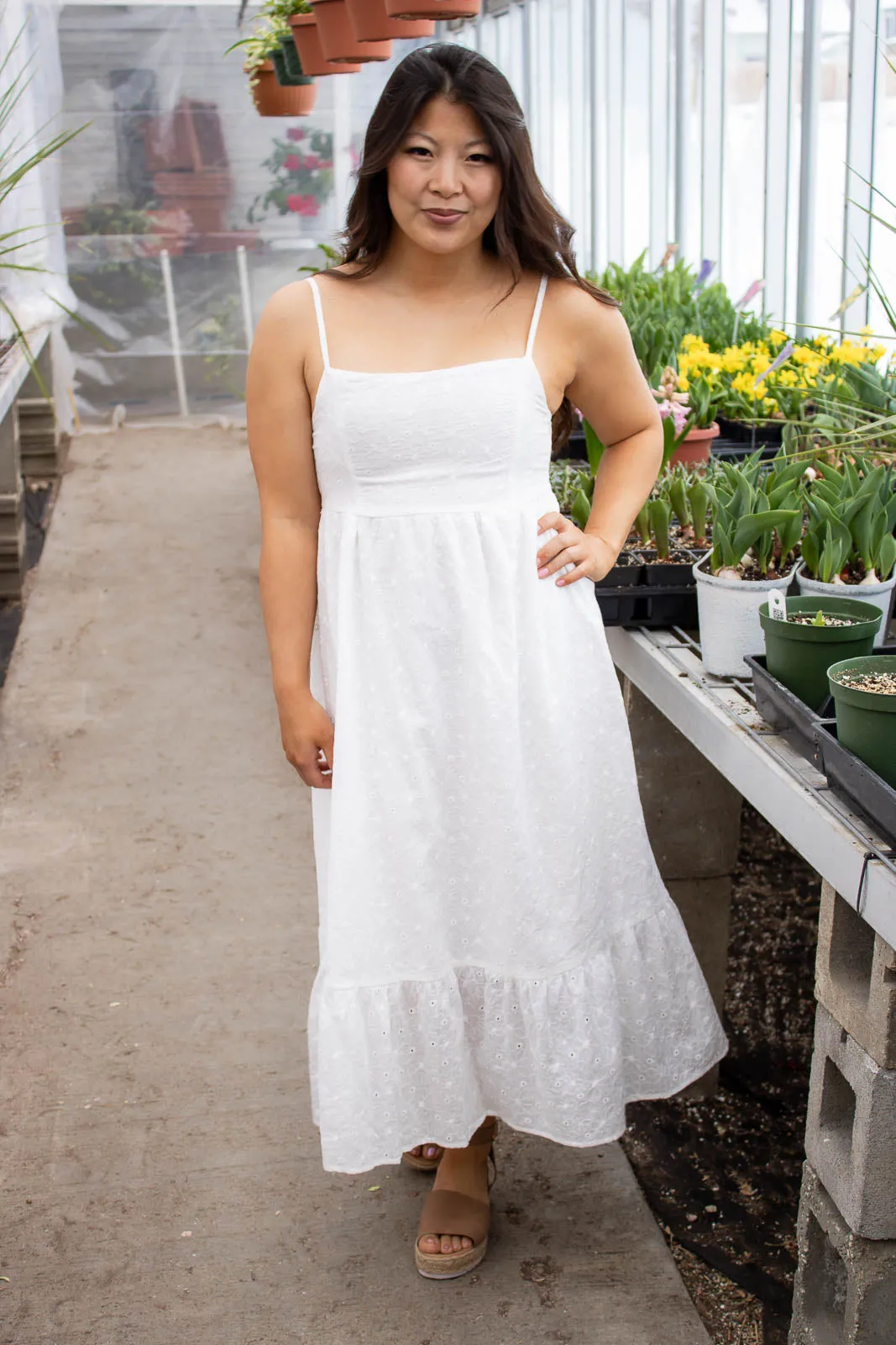 Lena Eyelet Midi Dress