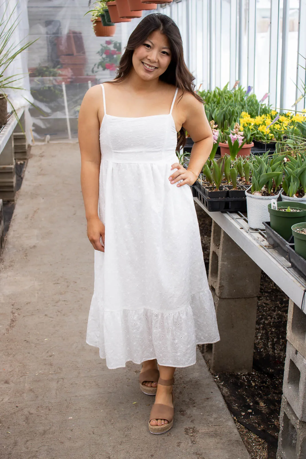 Lena Eyelet Midi Dress
