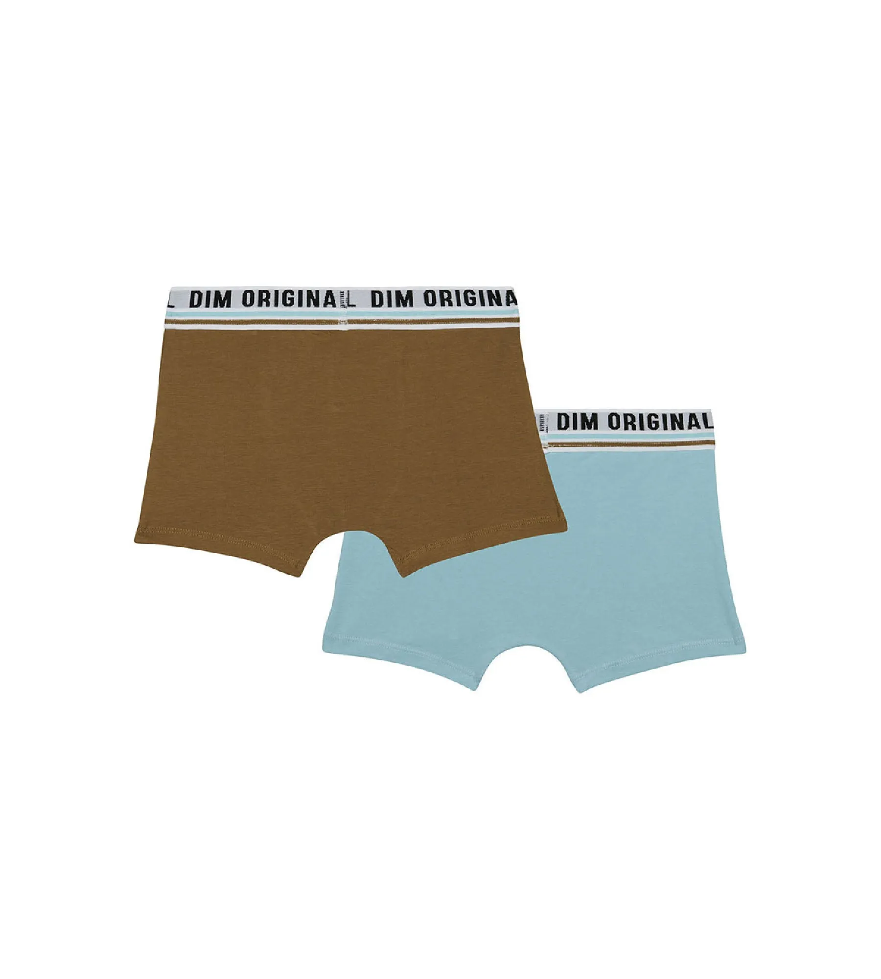 Lot de 2 boxers coton stretch Bleu Marron ceinture rétro Dim Originals