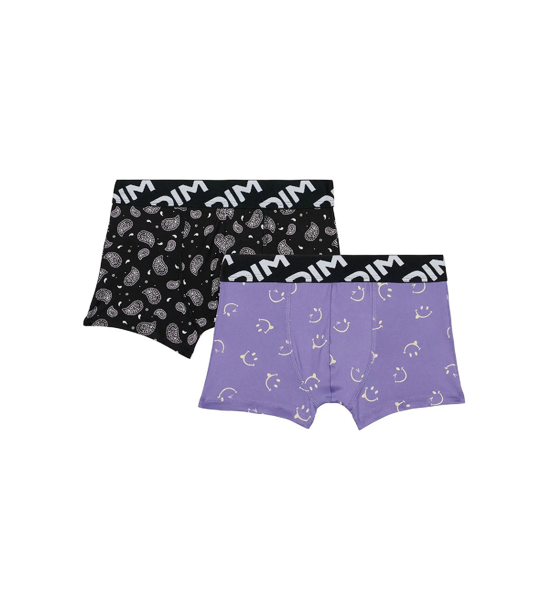 Lot de 2 boxers garçons en microfibre recyclée motif smiley Dim Micro