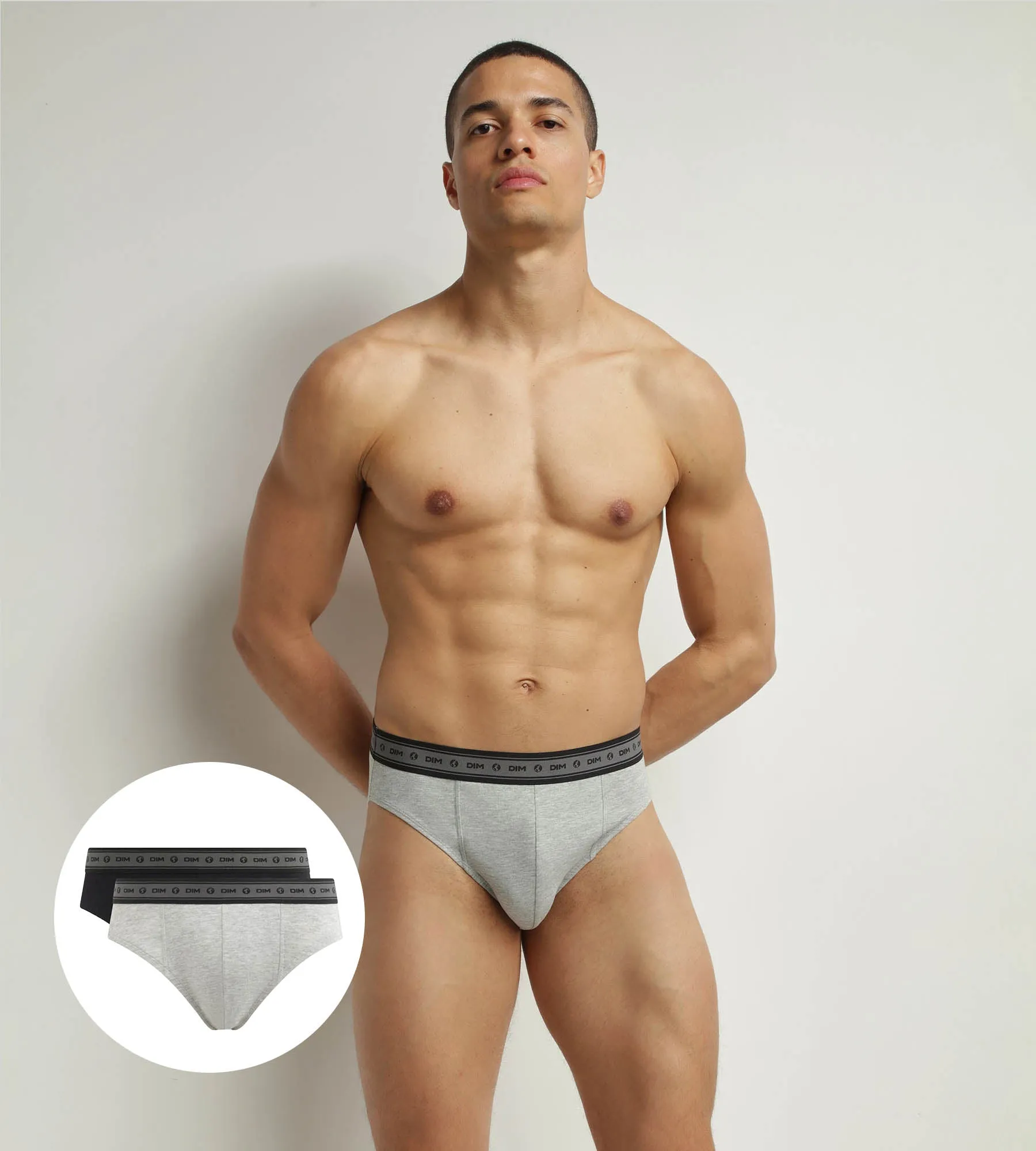 Lot de 2 slips homme en coton bio Noir Gris Perle Dim Good