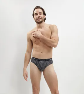 Lot de 3 slip homme en coton avec imprimé cube Gris Dim Coton Print
