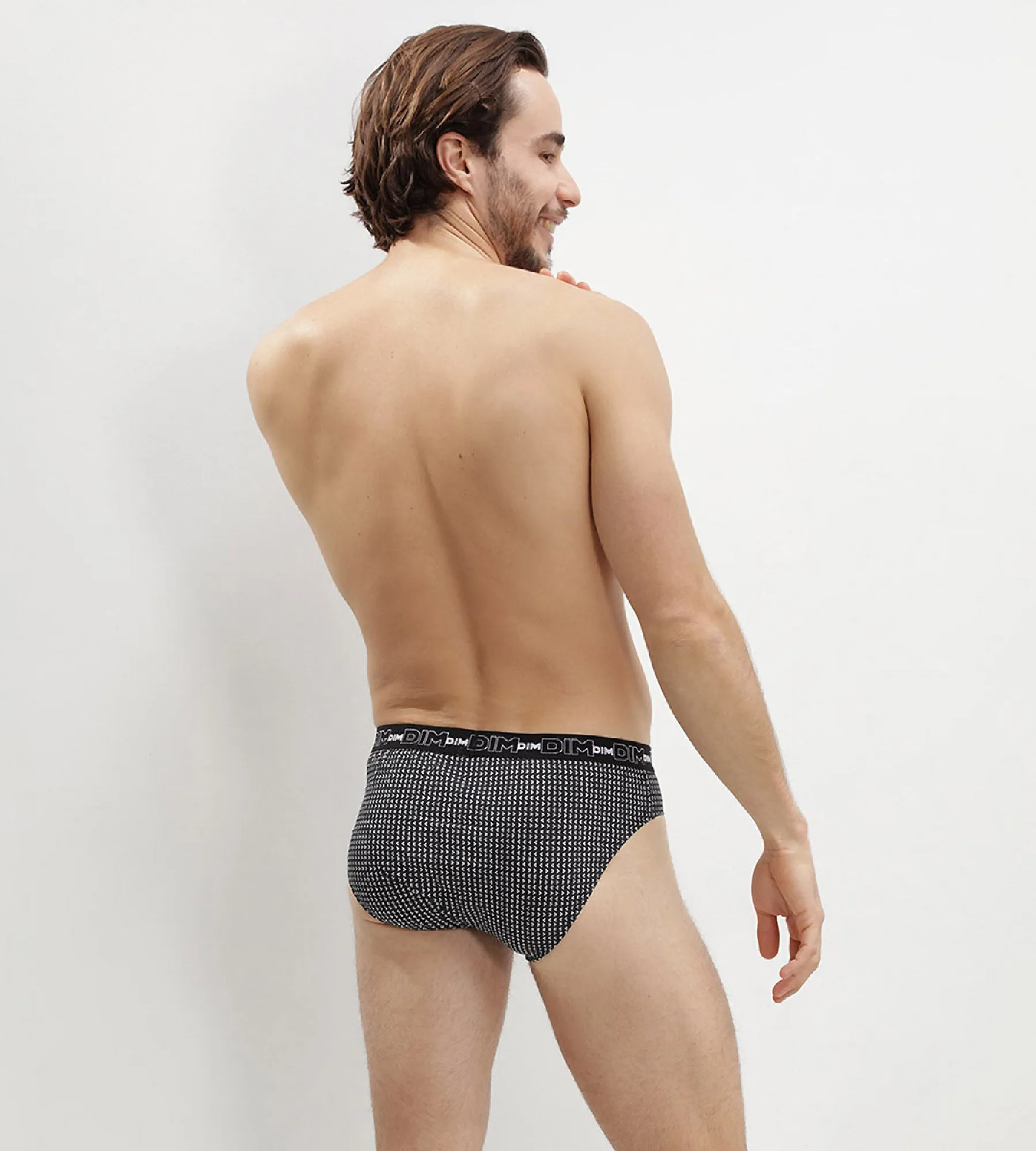 Lot de 3 slip homme en coton avec imprimé cube Gris Dim Coton Print