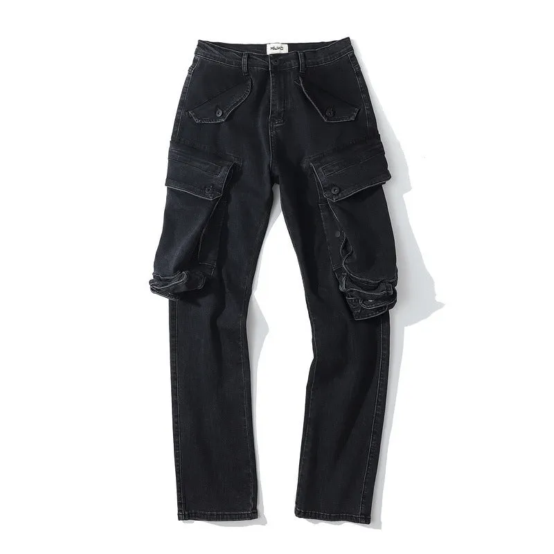 Man Fall Outfits Cargo Pants High Street Vibe Wind Three-Dimensional Large Pocket Functional Overalls Men Loose Straight Trousers