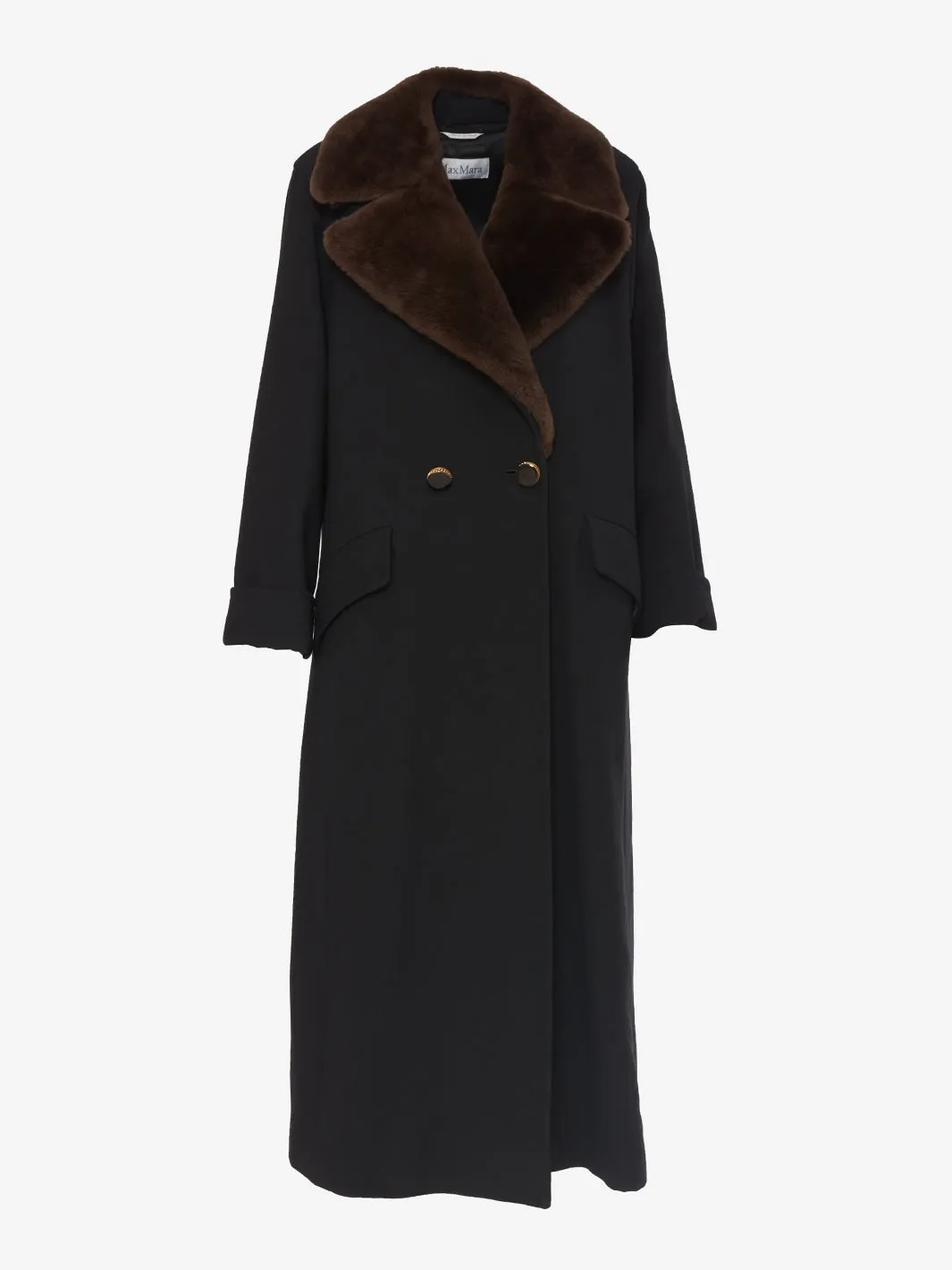 Max Mara Double-breasted coat with fur collar