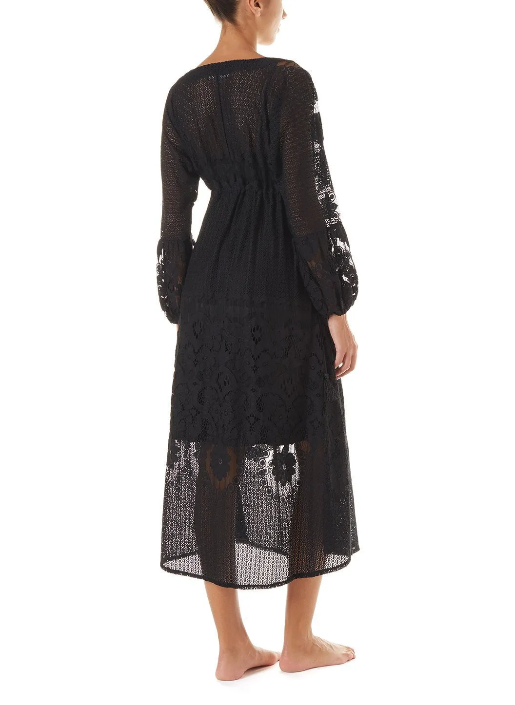 Melissa Black Lace Tie Side Midi Dress