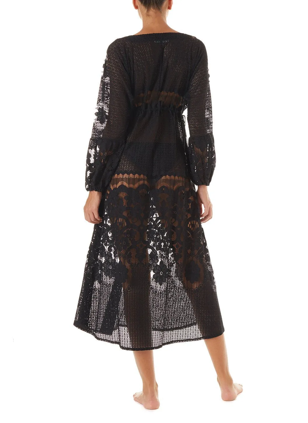 Melissa Black Lace Tie Side Midi Dress