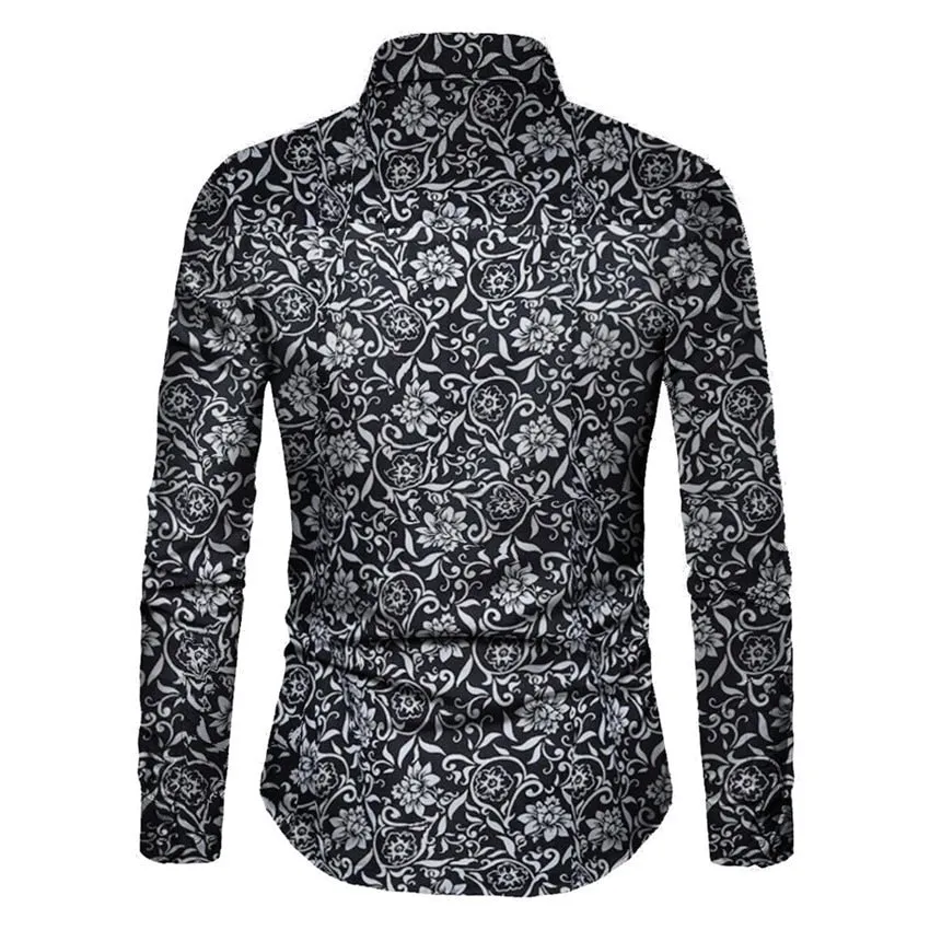 Men's Long Sleeve Floral Casual Shirt