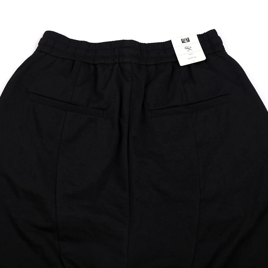 Men's  Plain Organic Cotton Blend Drawstrings Short - Black