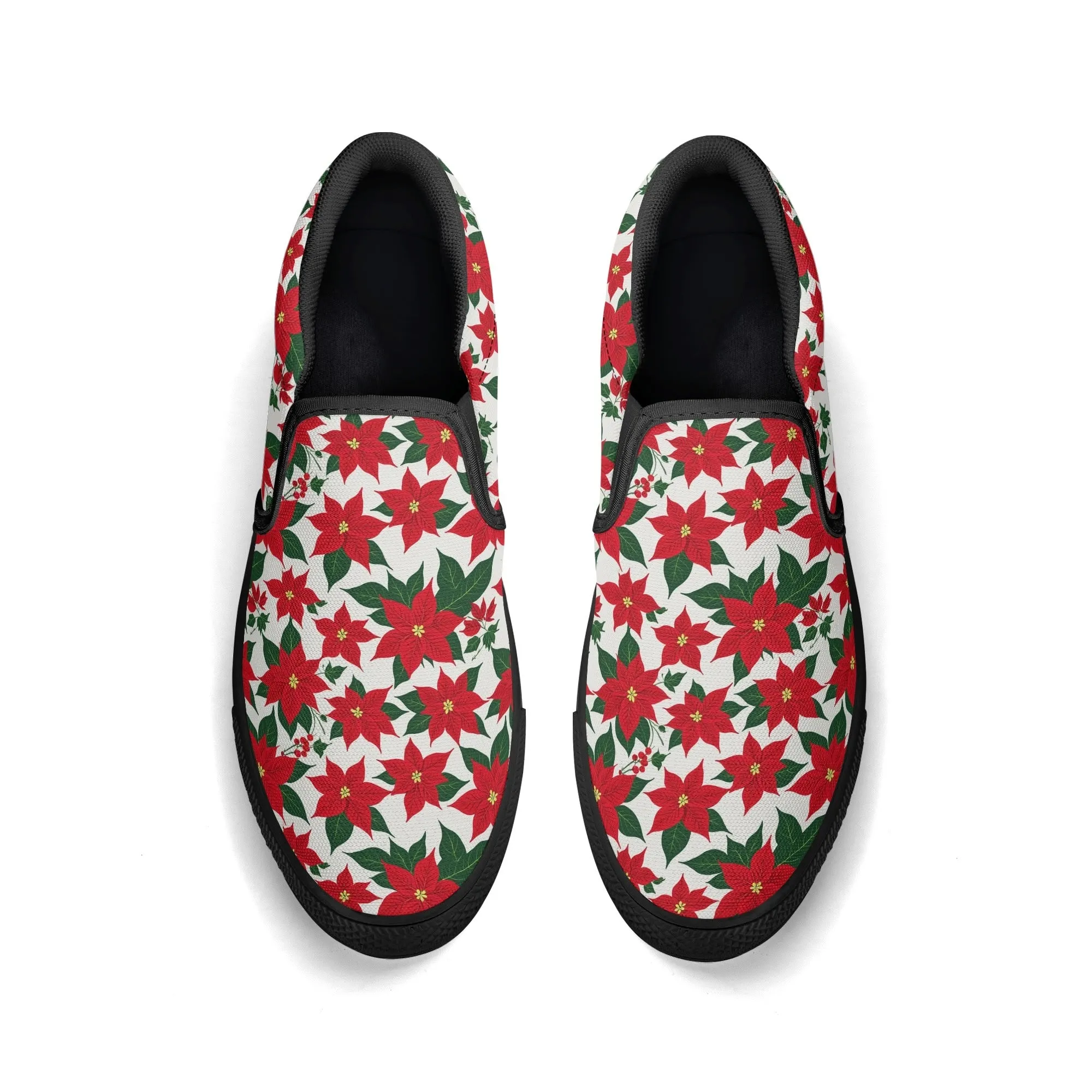 Mens Poinsettia Floral Rubber Slip On Shoes
