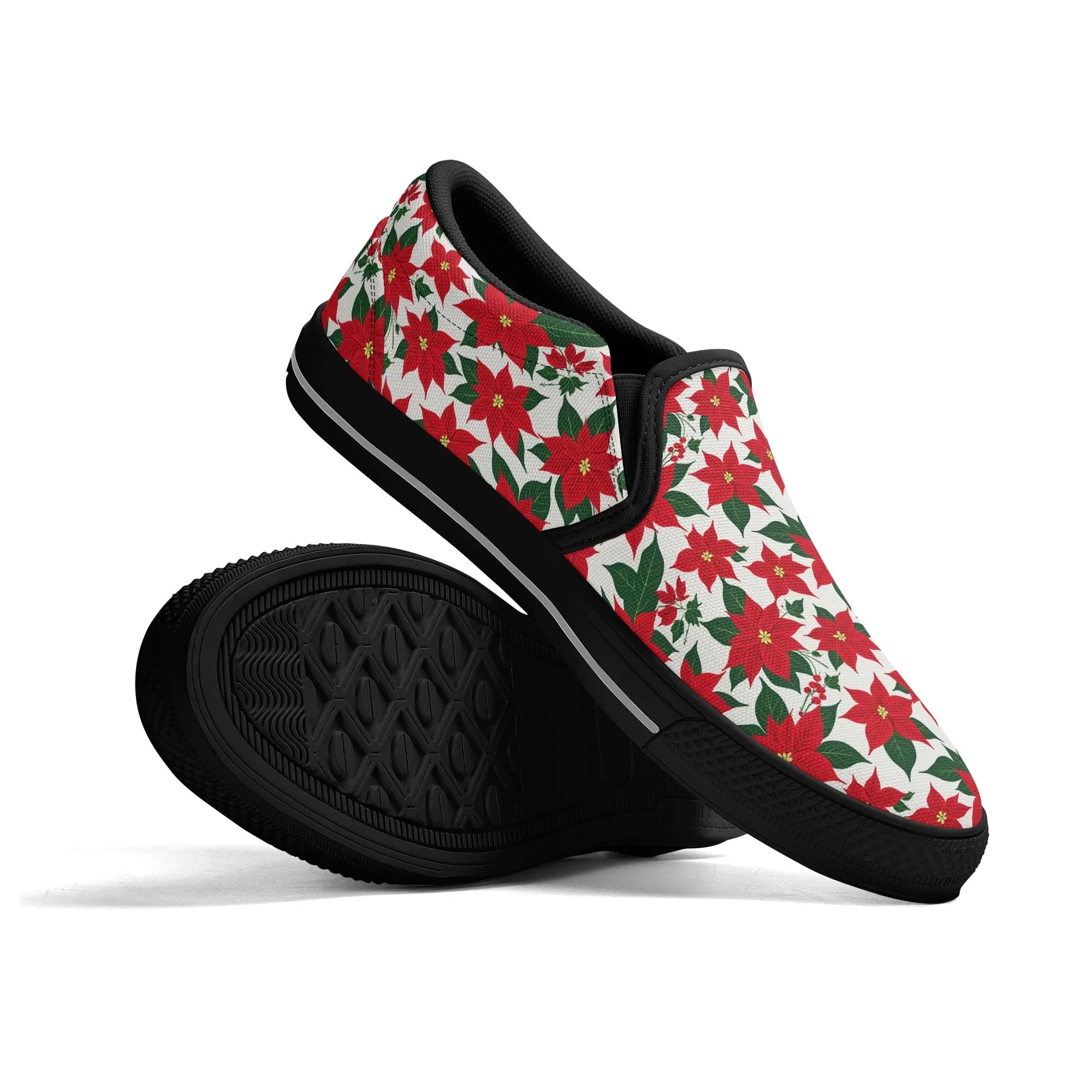 Mens Poinsettia Floral Rubber Slip On Shoes