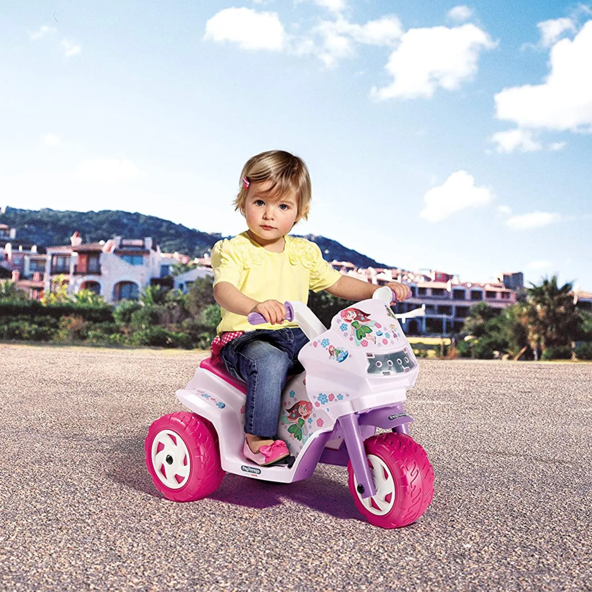Mini 6v White & Pink Electric Motorbike