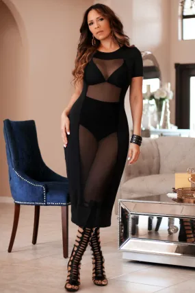 Norah Black Sexy Mesh Bodycon Party Clubbing Dress