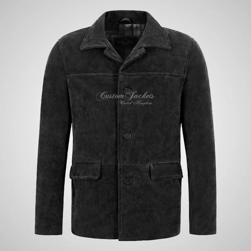 OMSK Men's Suede Box Coat Casual Blouson Box Jacket