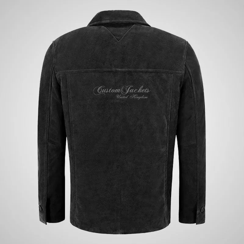 OMSK Men's Suede Box Coat Casual Blouson Box Jacket