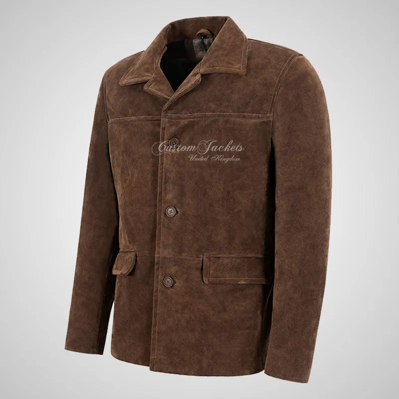 OMSK Men's Suede Box Coat Casual Blouson Box Jacket