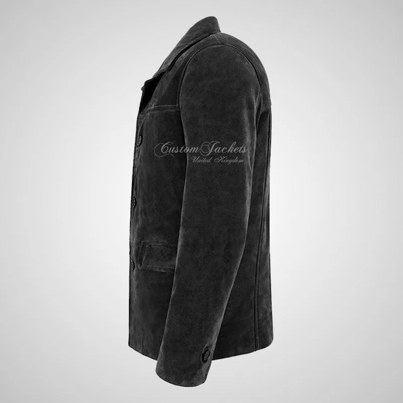 OMSK Men's Suede Box Coat Casual Blouson Box Jacket