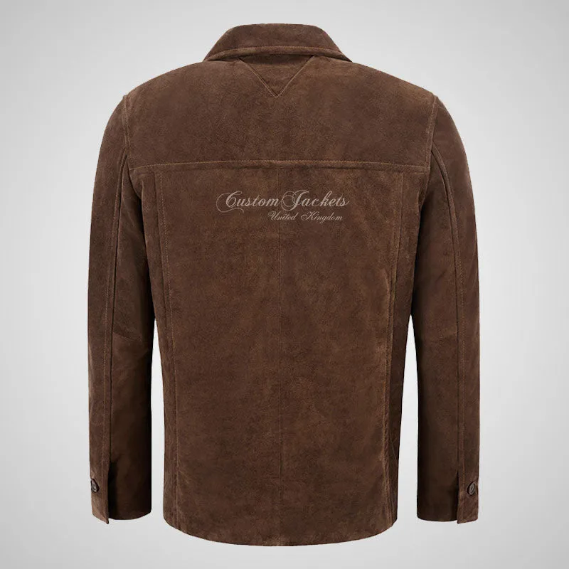 OMSK Men's Suede Box Coat Casual Blouson Box Jacket