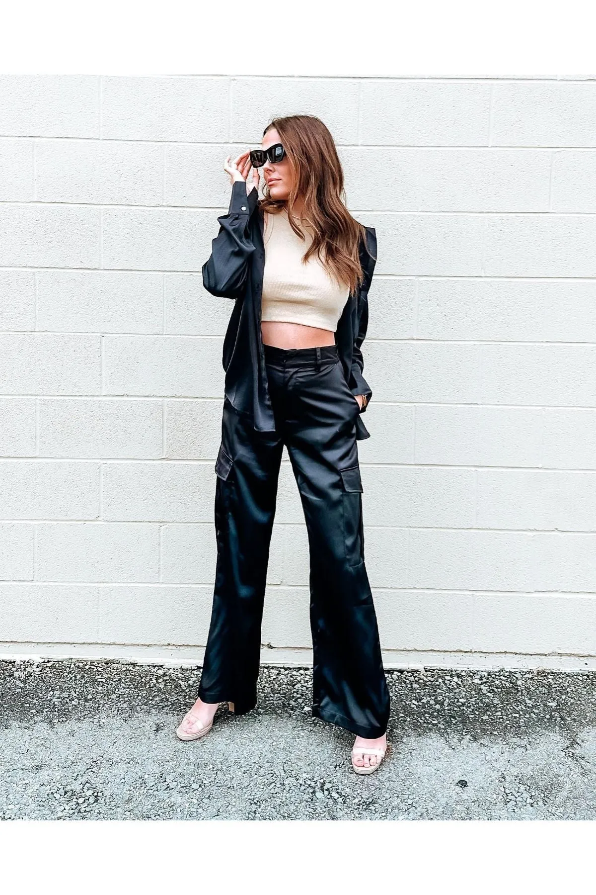 On The Edge Satin Cargo Pants