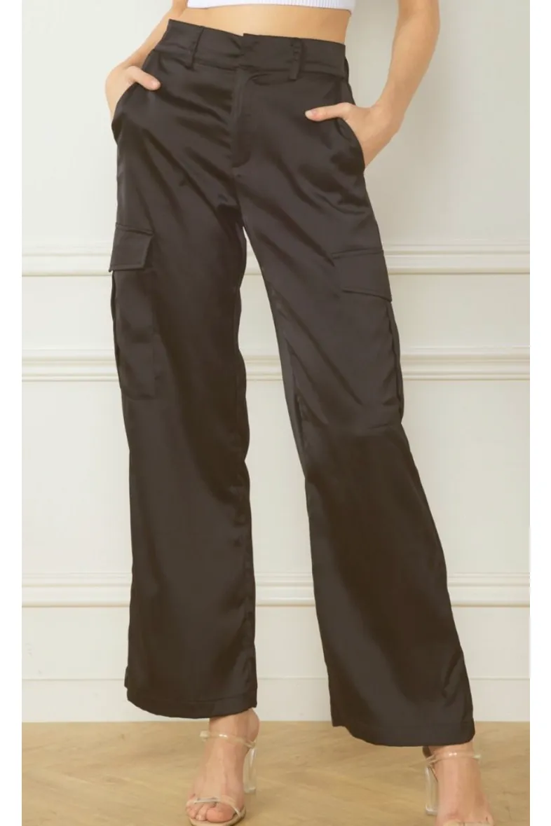 On The Edge Satin Cargo Pants
