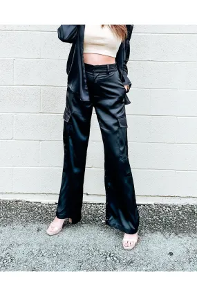 On The Edge Satin Cargo Pants