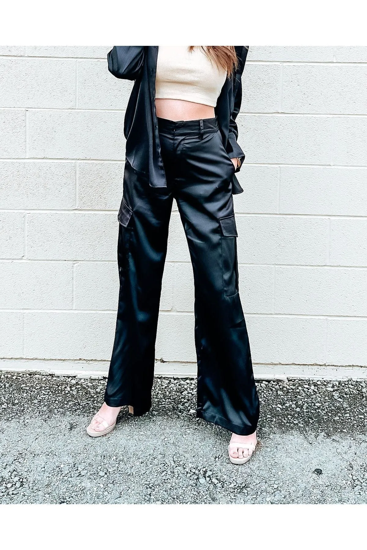 On The Edge Satin Cargo Pants