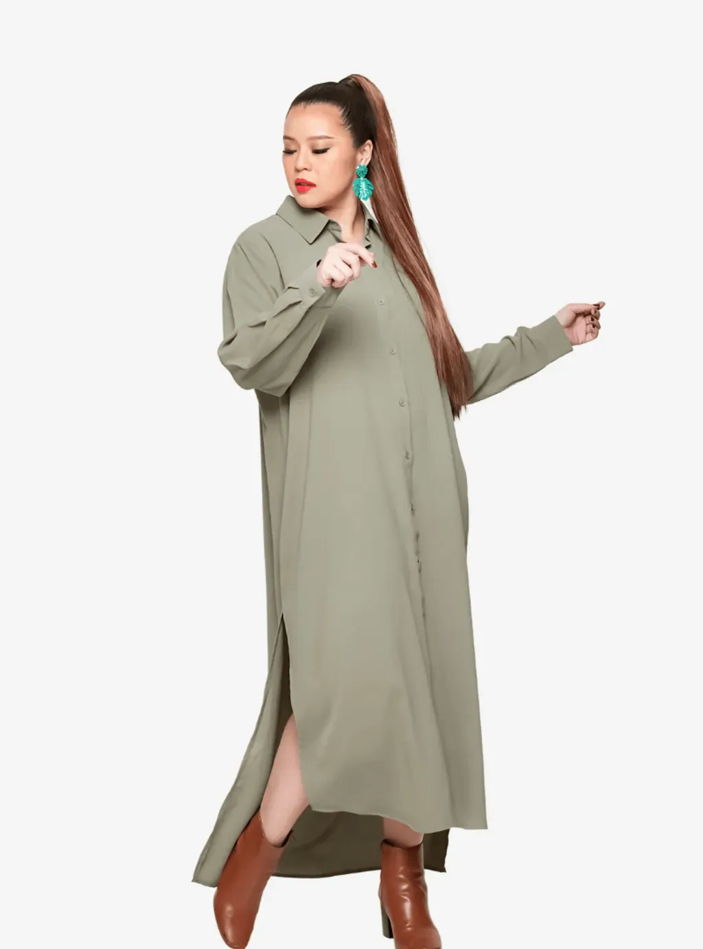 Oversized Shirt Dress - Jade Palette Series