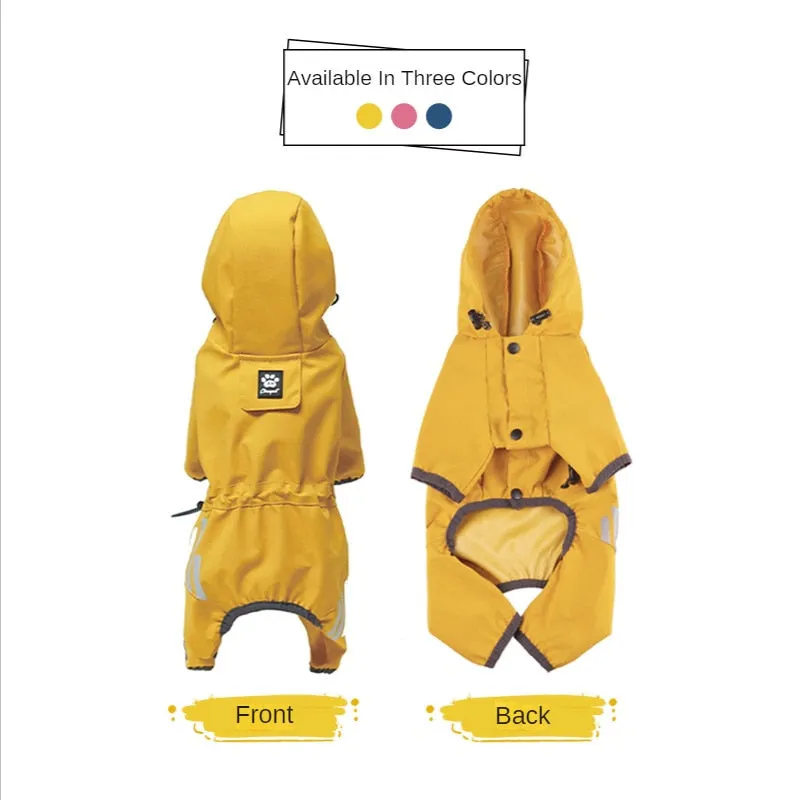 Pets Dog Raincoats With Hooded  Reflective Strip