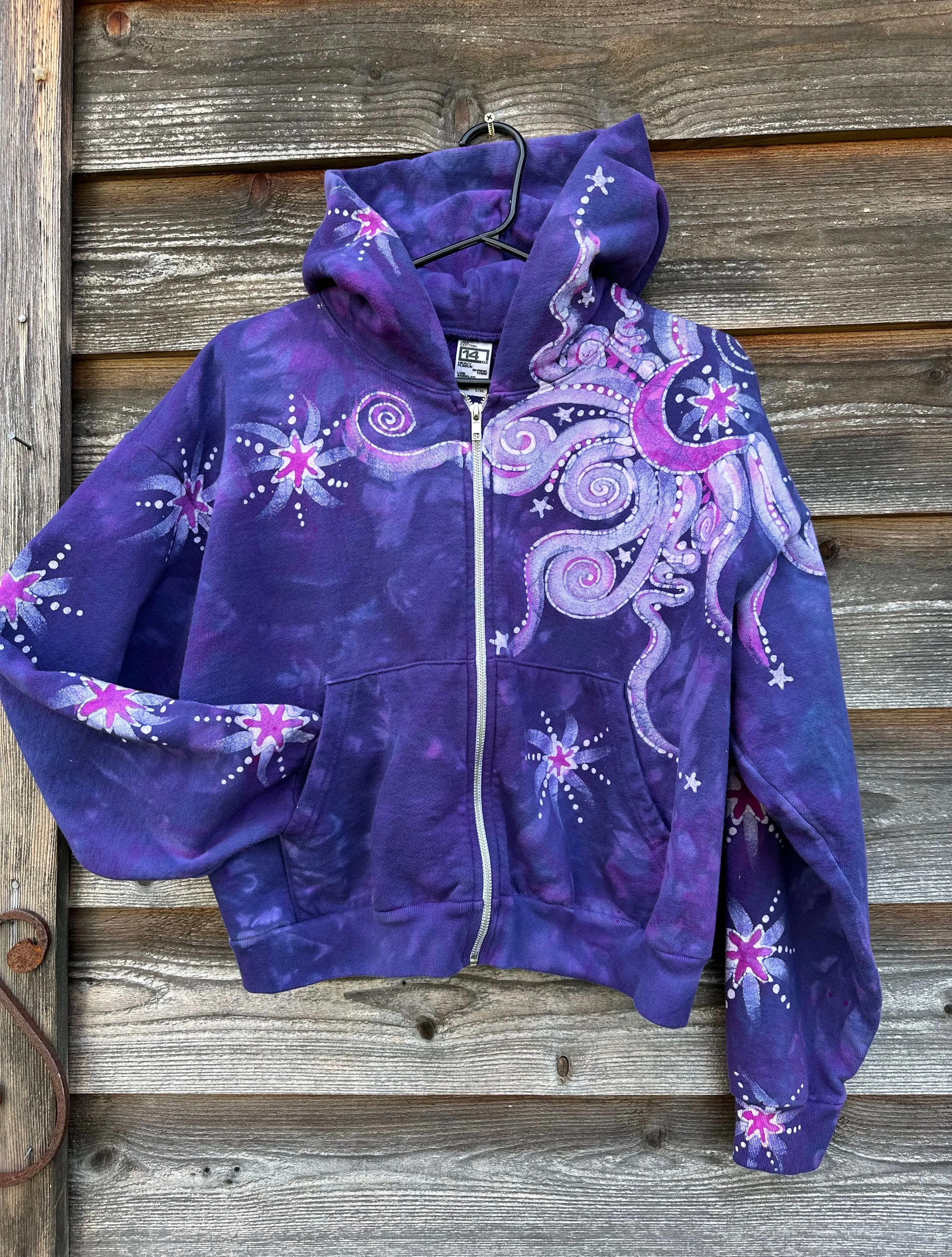 Pink Rising Stars Handmade Batik Hoodie